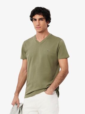 Lacoste Men's Lightweight Pima Cotton V-Neck T-Shirt Size 6 Large